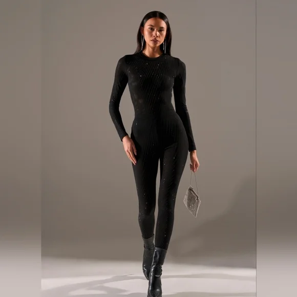 AKIRA TWINKLING LIGHTS RHINESTONE MESH LEGGINGS IN BLACK Size 1X - Picture 3 of 6